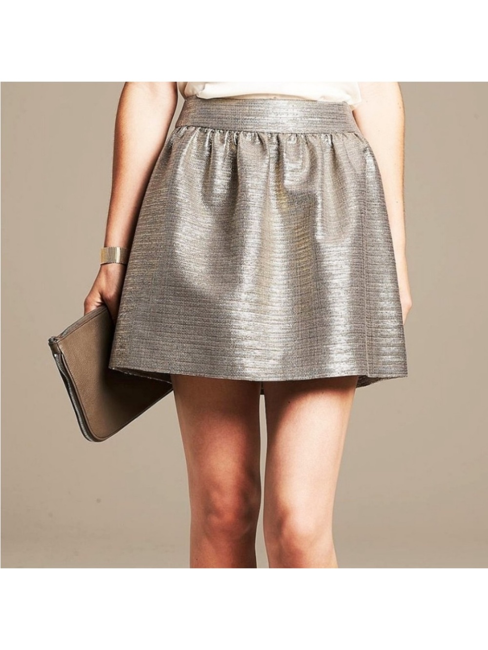 Banana Republic Heritage Collection Metallic Silver woven Bubble Skirt